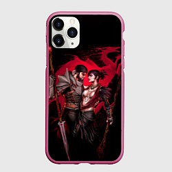 Чехол iPhone 11 Pro матовый Серый страж и Морриган, цвет: 3D-малиновый