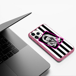 Чехол iPhone 11 Pro матовый Барби и полосы, цвет: 3D-малиновый — фото 2