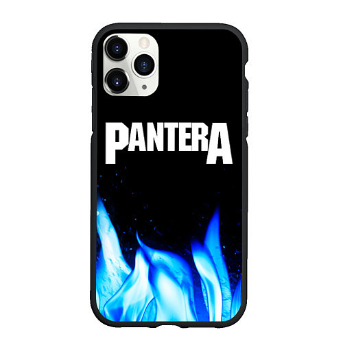 Чехол iPhone 11 Pro матовый Pantera blue fire / 3D-Черный – фото 1