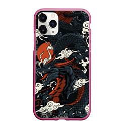Чехол iPhone 11 Pro матовый Дракон в японском стиле