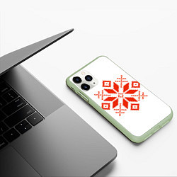 Чехол iPhone 11 Pro матовый Удмуртский узор, цвет: 3D-салатовый — фото 2
