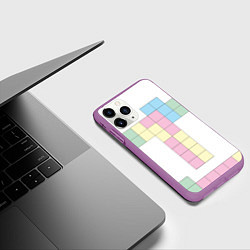 Чехол iPhone 11 Pro матовый Тетрис буква т падающие блоки, цвет: 3D-фиолетовый — фото 2