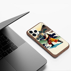 Чехол iPhone 11 Pro матовый Tiger samurai - Japan - neural network, цвет: 3D-коричневый — фото 2