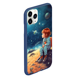 Чехол iPhone 11 Pro матовый Космическая путешественница: арт нейросети, цвет: 3D-тёмно-синий — фото 2