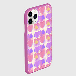 Чехол iPhone 11 Pro матовый Нежные сердечки, цвет: 3D-фиолетовый — фото 2