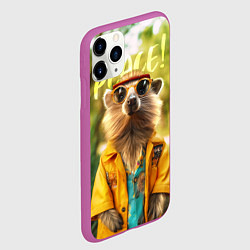 Чехол iPhone 11 Pro матовый Peace - хиппи квокка короткохвостый кенгуру, цвет: 3D-фиолетовый — фото 2