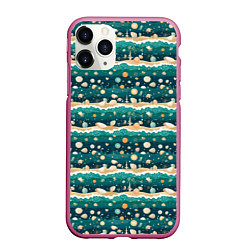 Чехол iPhone 11 Pro матовый Море и ракушки, цвет: 3D-малиновый