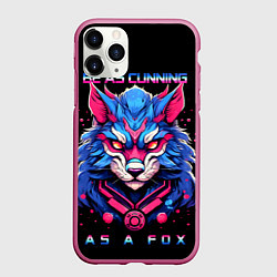Чехол iPhone 11 Pro матовый Хитрый синий лис, цвет: 3D-малиновый