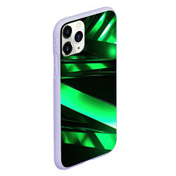 Чехол iPhone 11 Pro матовый Зеленая неоновая абстракция, цвет: 3D-светло-сиреневый — фото 2