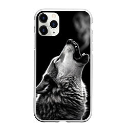 Чехол iPhone 11 Pro матовый Воющий волк в ночи, цвет: 3D-белый
