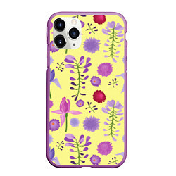 Чехол iPhone 11 Pro матовый Фиолетовый цветник