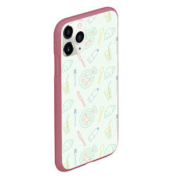 Чехол iPhone 11 Pro матовый Pizza lover, цвет: 3D-малиновый — фото 2