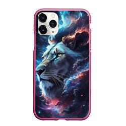 Чехол iPhone 11 Pro матовый Galactic lion, цвет: 3D-малиновый