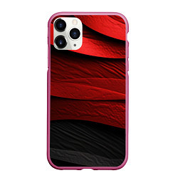 Чехол iPhone 11 Pro матовый Шероховатая красно-черная текстура, цвет: 3D-малиновый