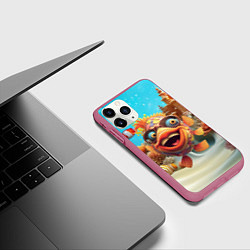 Чехол iPhone 11 Pro матовый Мульяшная рыбка, цвет: 3D-малиновый — фото 2
