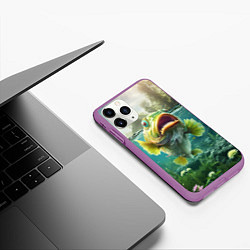 Чехол iPhone 11 Pro матовый Карп в воде, цвет: 3D-фиолетовый — фото 2