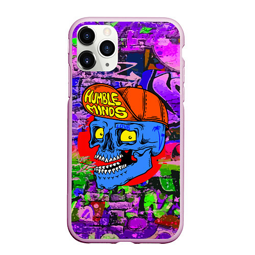 Чехол iPhone 11 Pro матовый Humble minds - skull - graffiti / 3D-Розовый – фото 1