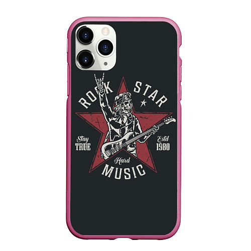 Чехол iPhone 11 Pro матовый Rockstar music / 3D-Малиновый – фото 1