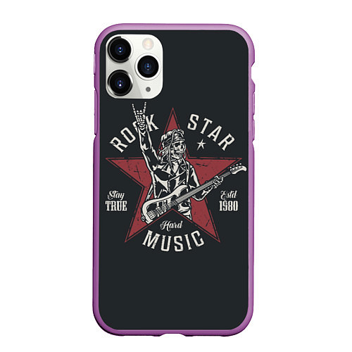 Чехол iPhone 11 Pro матовый Rockstar music / 3D-Фиолетовый – фото 1