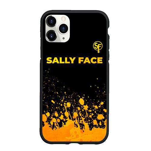 Чехол iPhone 11 Pro матовый Sally Face - gold gradient: символ сверху / 3D-Черный – фото 1