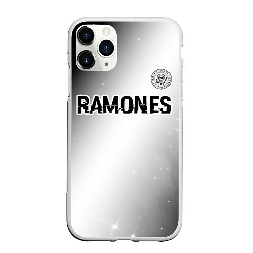 Чехол iPhone 11 Pro матовый Ramones glitch на светлом фоне: символ сверху / 3D-Белый – фото 1