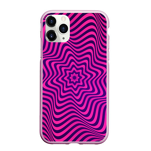 Чехол iPhone 11 Pro матовый Абстрактный фиолетовый узор / 3D-Розовый – фото 1