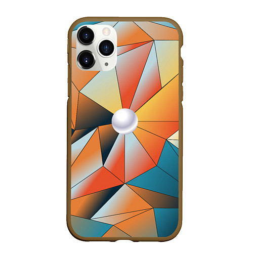 Чехол iPhone 11 Pro матовый Жемчужина - градиент из полигональных треугольнико / 3D-Коричневый – фото 1