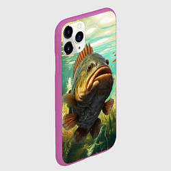 Чехол iPhone 11 Pro матовый Карп в озере, цвет: 3D-фиолетовый — фото 2