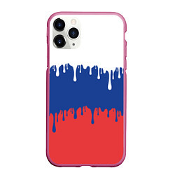 Чехол iPhone 11 Pro матовый Флаг России - потёки