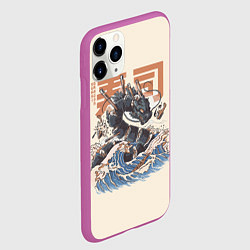 Чехол iPhone 11 Pro матовый Суши дракон с иероглифами в японском стиле, цвет: 3D-фиолетовый — фото 2