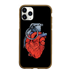 Чехол iPhone 11 Pro матовый Сердце гараната