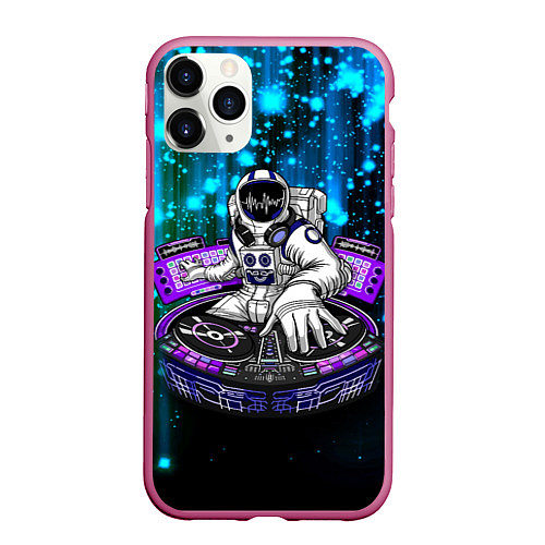 Чехол iPhone 11 Pro матовый Space DJ - neon starfall / 3D-Малиновый – фото 1