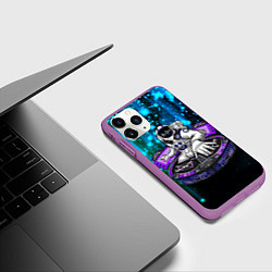 Чехол iPhone 11 Pro матовый Space DJ - neon starfall, цвет: 3D-фиолетовый — фото 2