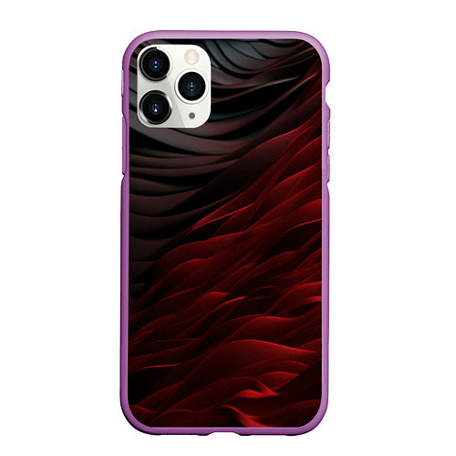Чехол iPhone 11 Pro матовый Темно-красная текстура / 3D-Фиолетовый – фото 1