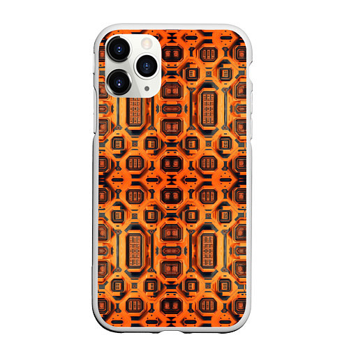 Чехол iPhone 11 Pro матовый Оранжевый киберпанк / 3D-Белый – фото 1