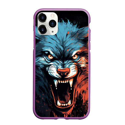 Чехол iPhone 11 Pro матовый Fantasy wolf / 3D-Фиолетовый – фото 1