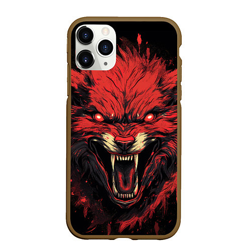 Чехол iPhone 11 Pro матовый Red wolf / 3D-Коричневый – фото 1