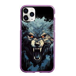 Чехол iPhone 11 Pro матовый Blue black wolf