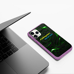 Чехол iPhone 11 Pro матовый Cyberpunk 2077 phantom liberty green, цвет: 3D-фиолетовый — фото 2