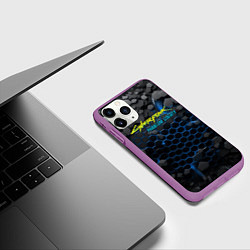 Чехол iPhone 11 Pro матовый Cyberpunk 2077 phantom liberty blue, цвет: 3D-фиолетовый — фото 2