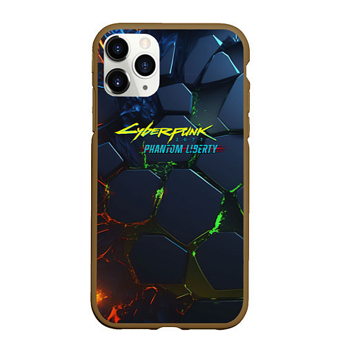 Чехол iPhone 11 Pro матовый Cyberpunk 2077 phantom liberty logo / 3D-Коричневый – фото 1