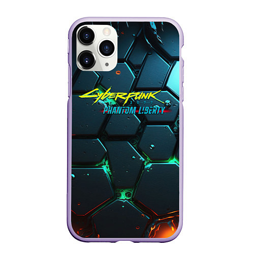 Чехол iPhone 11 Pro матовый Cyberpunk 2077 phantom liberty logo / 3D-Светло-сиреневый – фото 1