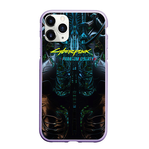 Чехол iPhone 11 Pro матовый Cyberpunk 2077 phantom liberty cyborg / 3D-Светло-сиреневый – фото 1