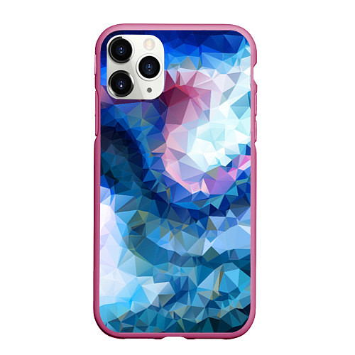 Чехол iPhone 11 Pro матовый Blue mosaic / 3D-Малиновый – фото 1