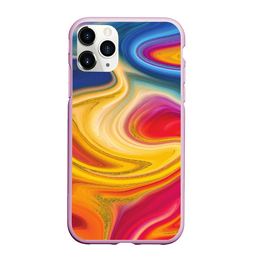 Чехол iPhone 11 Pro матовый Цветная волна / 3D-Розовый – фото 1