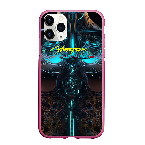 Чехол iPhone 11 Pro матовый Cyberpunk 2077 phantom liberty cyborg / 3D-Малиновый – фото 1