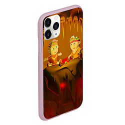 Чехол iPhone 11 Pro матовый Два индейца у костра в пещере, цвет: 3D-розовый — фото 2