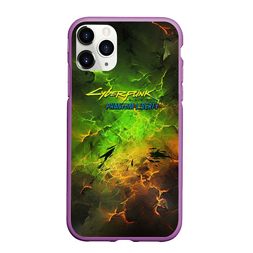 Чехол iPhone 11 Pro матовый Cyberpunk 2077 phantom liberty green / 3D-Фиолетовый – фото 1