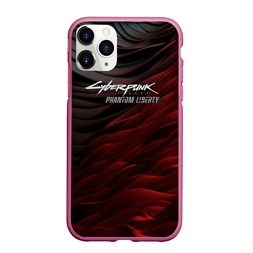 Чехол iPhone 11 Pro матовый Cyberpunk 2077 phantom liberty black red / 3D-Малиновый – фото 1