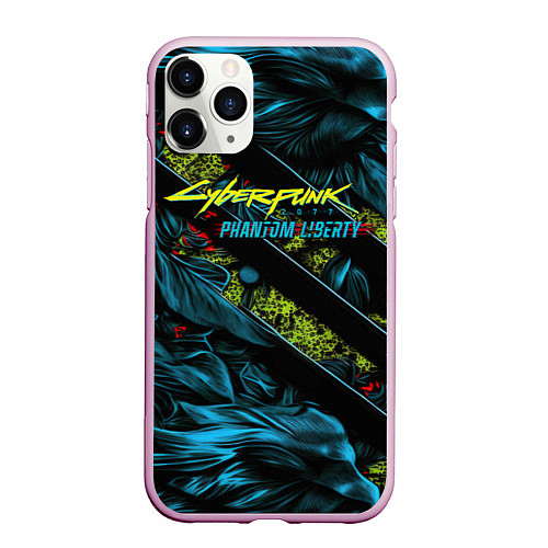 Чехол iPhone 11 Pro матовый Cyberpunk 2077 phantom liberty abstract logo / 3D-Розовый – фото 1